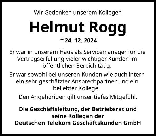 Traueranzeige von Helmut Rogg von Schwabmünchner Allgemeine