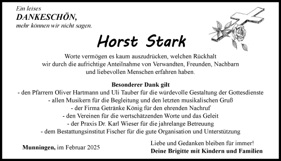 Traueranzeige von Horst Stark von Rieser Nachrichten