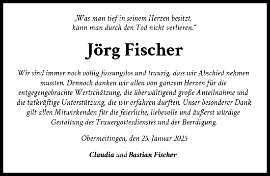 Traueranzeige von Jörg Fischer von Landsberger Tagblatt