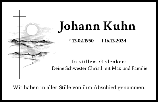 Traueranzeige von Johann Kuhn von Augsburger Allgemeine