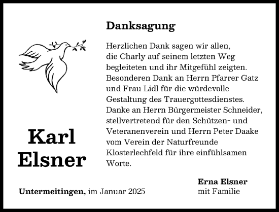 Traueranzeige von Karl Elsner von Schwabmünchner Allgemeine