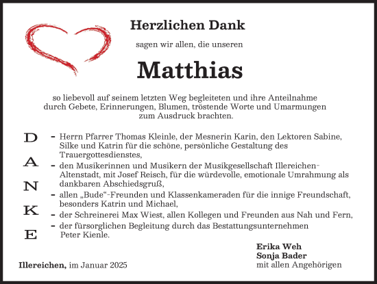 Traueranzeige von Matthias  von Illertisser Zeitung