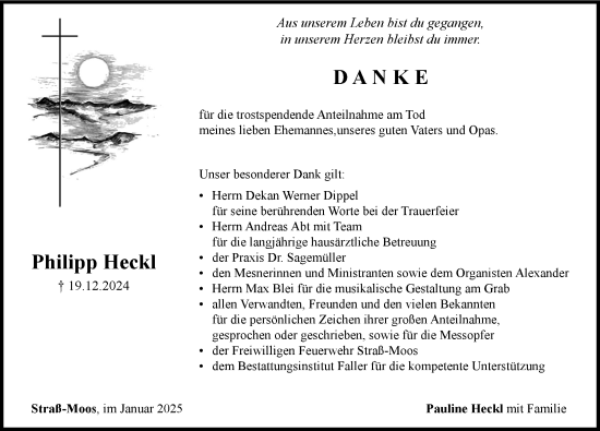 Traueranzeige von Philipp Heckl von Neuburger Rundschau