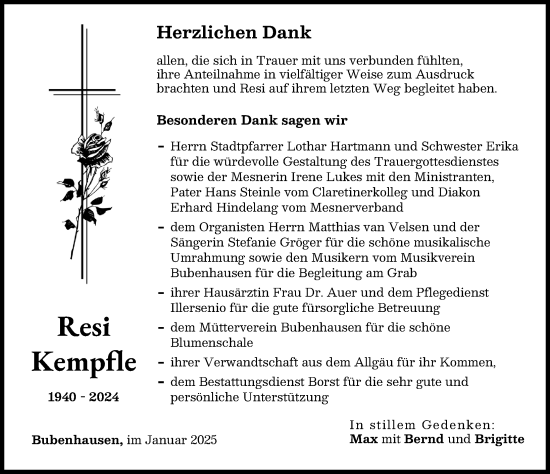 Traueranzeige von Resi Kempfle von Neu-Ulmer Zeitung
