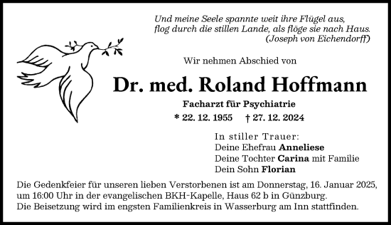 Traueranzeige von Roland Hoffmann von Günzburger Zeitung