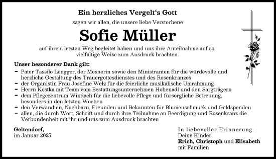 Traueranzeige von Sofie Müller von Landsberger Tagblatt
