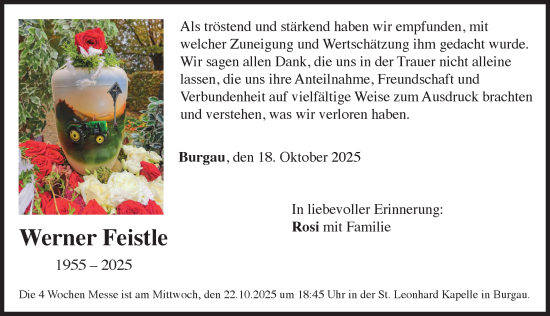 Traueranzeige von Werner Feistle von Günzburger Zeitung