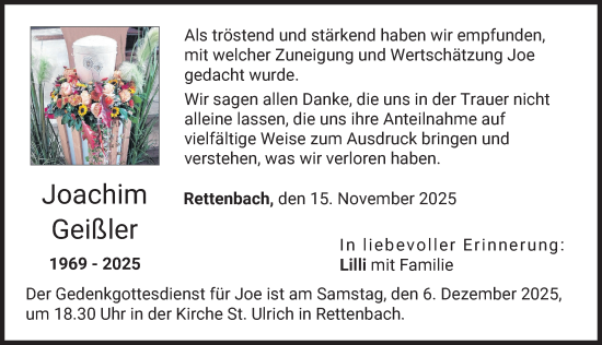 Traueranzeige von Joachim Geißler von Günzburger Zeitung