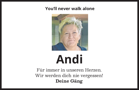 Traueranzeige von Andi  von Donauwörther Zeitung