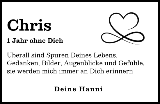 Traueranzeige von Chris  von Augsburger Allgemeine