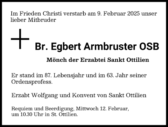 Traueranzeige von Egbert Armbruster von Landsberger Tagblatt