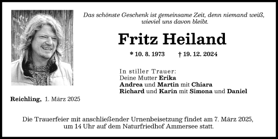 Traueranzeige von Fritz Heiland von Landsberger Tagblatt