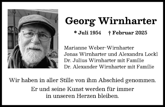 Traueranzeige von Georg Wirnharter von Augsburger Allgemeine