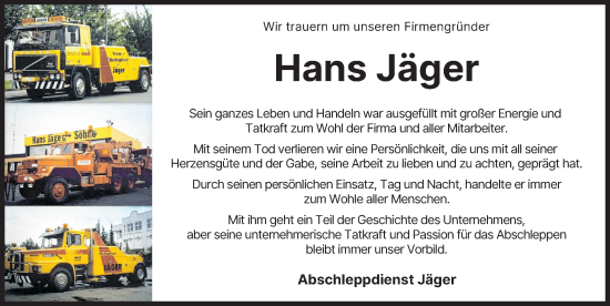 Traueranzeige von Hans Jäger von Augsburger Allgemeine