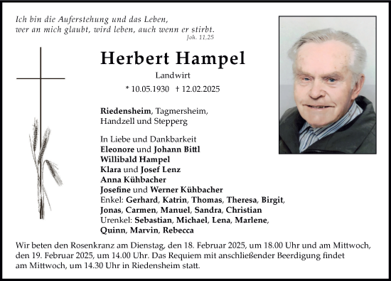 Traueranzeige von Herbert Hampel von Neuburger Rundschau