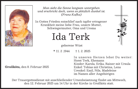 Traueranzeige von Ida Terk von Günzburger Zeitung