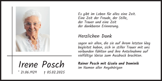 Traueranzeige von Irene Posch von Landsberger Tagblatt
