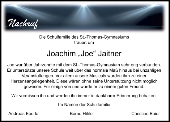 Traueranzeige von Joachim Jaitner von Günzburger Zeitung