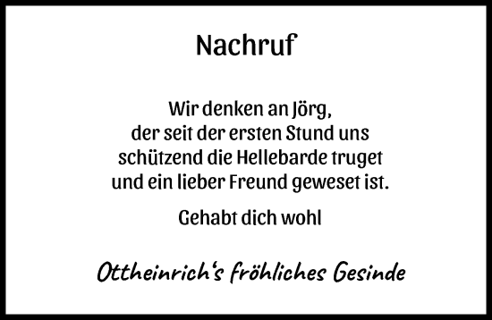 Traueranzeige von Jörg  von Neuburger Rundschau