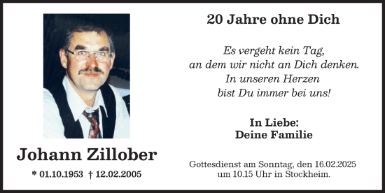 Traueranzeige von Johann Zillober von Mindelheimer Zeitung