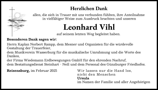 Traueranzeige von Leonhard Vihl von Günzburger Zeitung