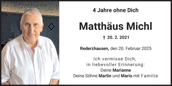 Traueranzeige von Matthäus Michl von Friedberger Allgemeine
