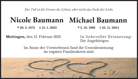 Traueranzeige von Michael Baumann von Augsburg-Land