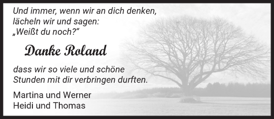 Traueranzeige von Roland  von Mindelheimer Zeitung