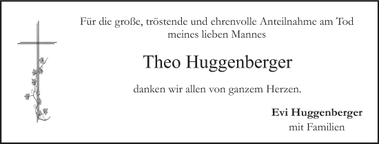 Traueranzeige von Theo Huggenberger von Mittelschwäbische Nachrichten