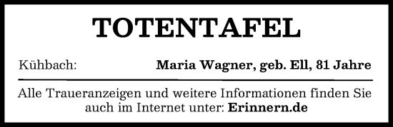 Traueranzeige von Totentafel vom 08.02.2025 von Aichacher Nachrichten