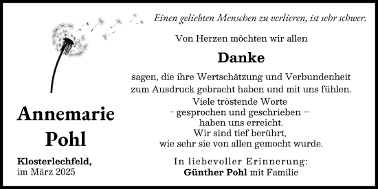 Traueranzeige von Annemarie Pohl von Schwabmünchner Allgemeine