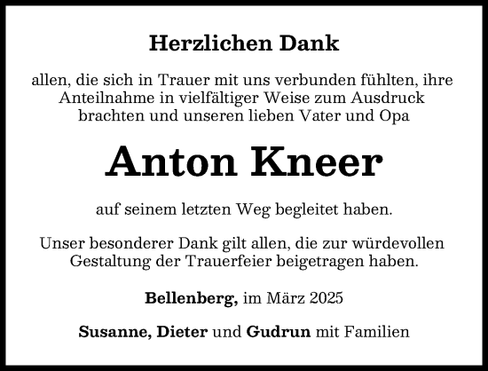 Traueranzeige von Anton Kneer von Illertisser Zeitung