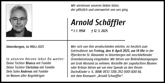 Traueranzeige von Arnold Schäffler von Augsburger Allgemeine, Landsberger Tagblatt