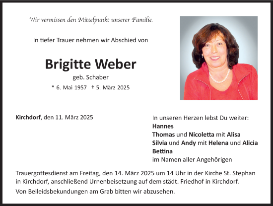 Traueranzeige von Brigitte Weber von Mindelheimer Zeitung