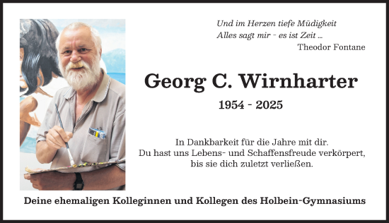 Traueranzeige von Georg C. Wirnharter von Augsburger Allgemeine
