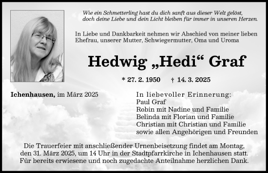 Traueranzeige von Hedwig Graf von Günzburger Zeitung