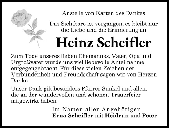Traueranzeige von Heinz Scheifler von Schwabmünchner Allgemeine