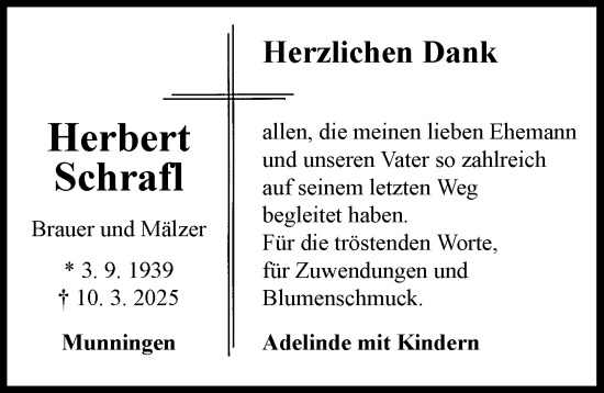 Traueranzeige von Herbert Schrafl von Rieser Nachrichten