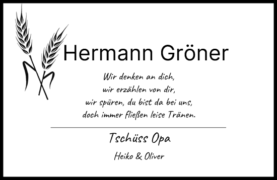 Traueranzeige von Hermann Gröner von Günzburger Zeitung