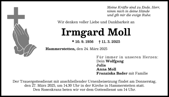 Traueranzeige von Irmgard Moll von Günzburger Zeitung