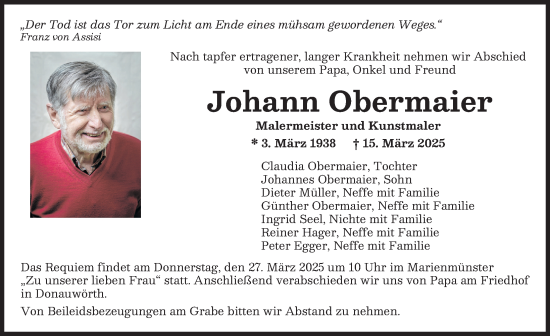 Traueranzeige von Johann Obermaier von Donauwörther Zeitung