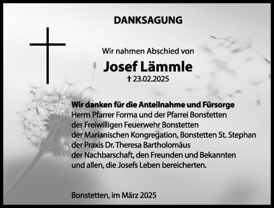 Traueranzeige von Josef Lämmle von Augsburg-Land