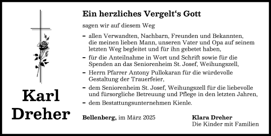 Traueranzeige von Karl Dreher von Illertisser Zeitung