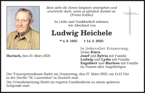 Traueranzeige von Ludwig Heichele von Landsberger Tagblatt