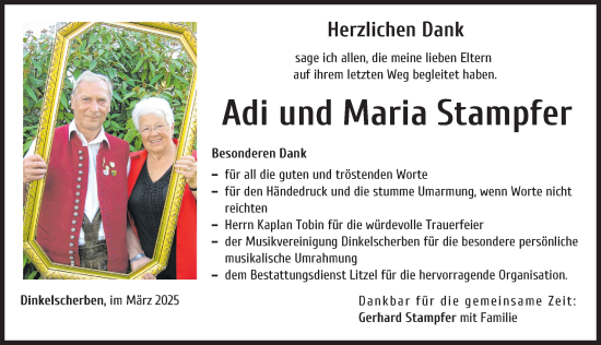Traueranzeige von Maria Stampfer von Augsburger Allgemeine