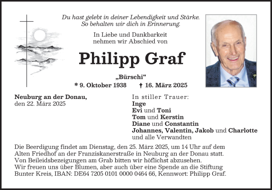 Traueranzeige von Philipp Graf von Neuburger Rundschau