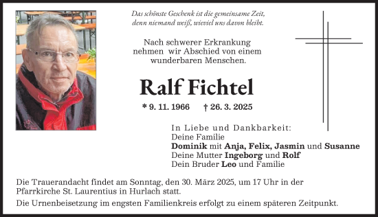 Traueranzeige von Ralf Fichtel von Landsberger Tagblatt
