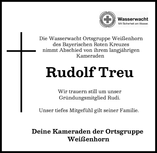 Traueranzeige von Rudolf Treu von Neu-Ulmer Zeitung
