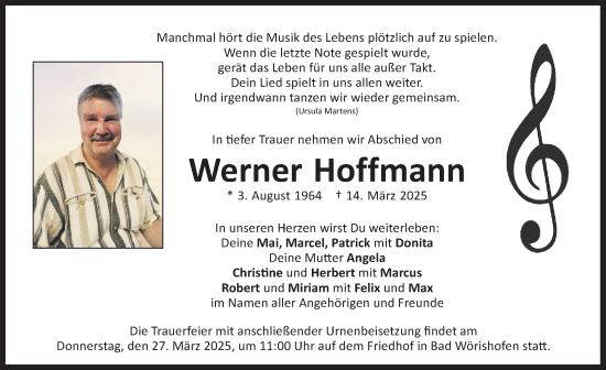 Traueranzeige von Werner Hoffmann von Mindelheimer Zeitung