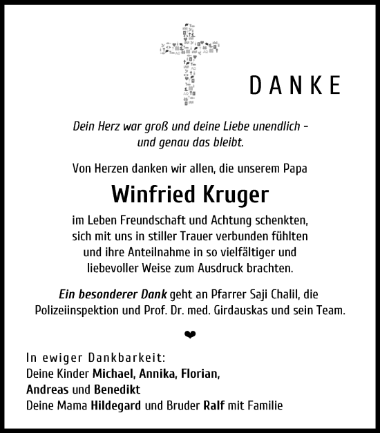 Traueranzeige von Winfried Kruger von Augsburg-Land